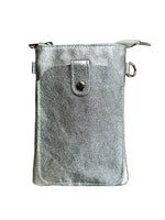 Load image into Gallery viewer, lusciousscarves Silver Small Italian Leather Crossbody Phone Bag , Available in 12 Colours
