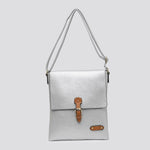 Load image into Gallery viewer, lusciousscarves Silver Soft Faux Leather Satchel Crossbody Bag.
