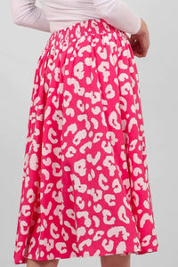 lusciousscarves skirts Pink and White Leopard Print A Line Skirt.