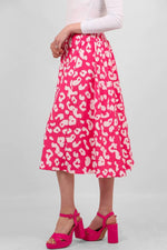 Load image into Gallery viewer, lusciousscarves skirts Pink and White Leopard Print A Line Skirt.
