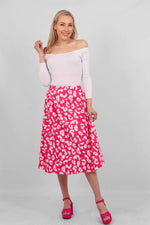 Load image into Gallery viewer, lusciousscarves skirts Small Pink and White Leopard Print A Line Skirt.
