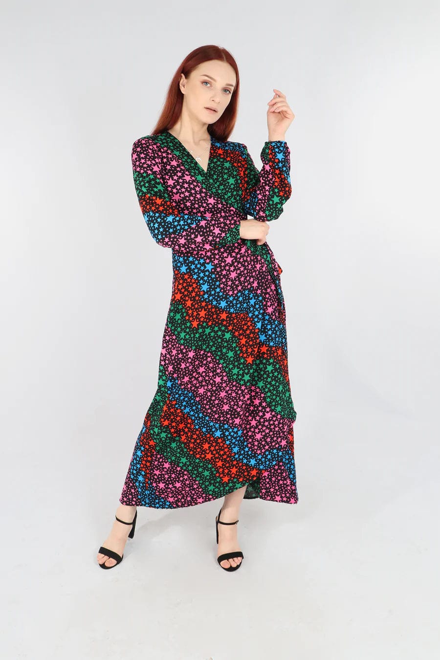lusciousscarves Small Bright Star Waves Printed Stars Dress