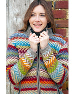 Load image into Gallery viewer, lusciousscarves Small Pachamama Santa Fe Zip Jacket, Fully Lined, Hand Knitted
