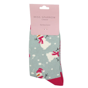 lusciousscarves Snowman Bamboo Socks Ladies Miss Sparrow Duck Egg