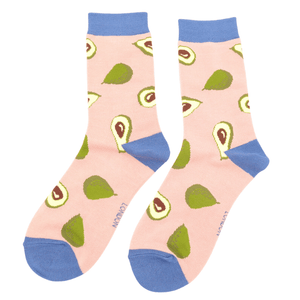 lusciousscarves Socks Ladies Bamboo Miss Sparrow Socks, Avocado's Design, Pale Pink
