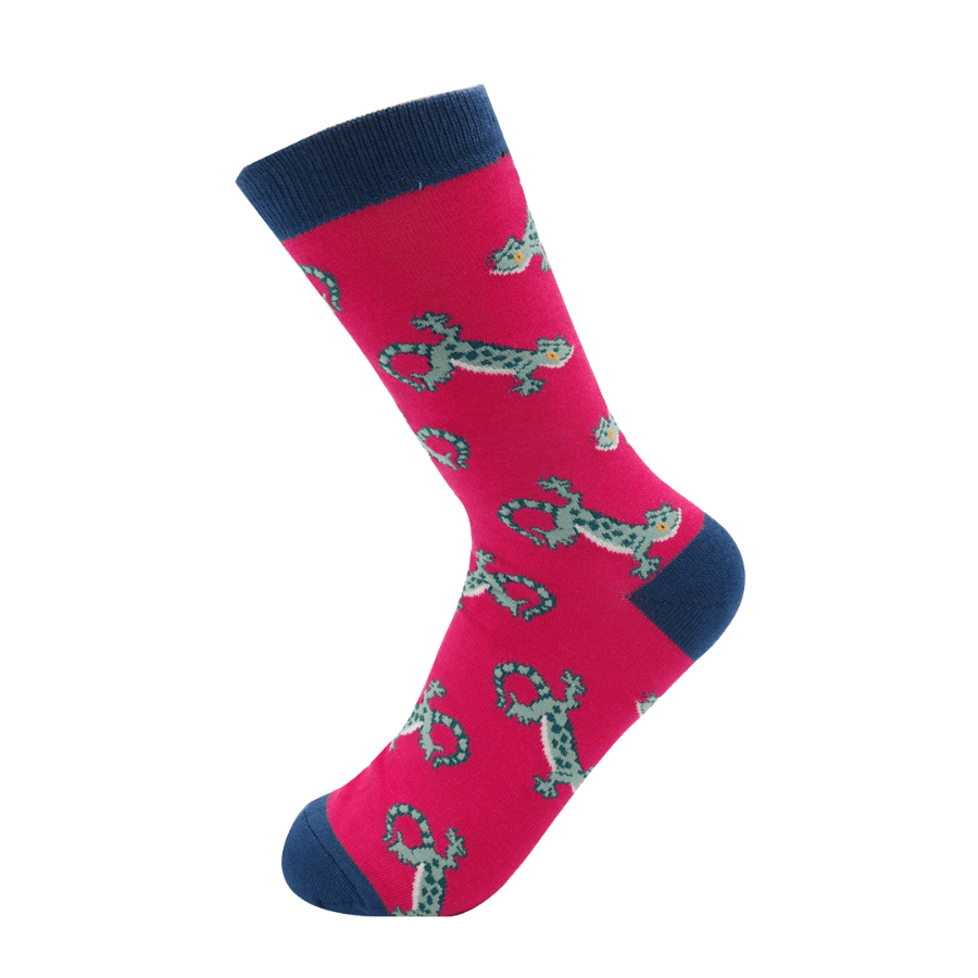 lusciousscarves Socks Ladies Bamboo Miss Sparrow Socks, Lizards Design Hot Pink