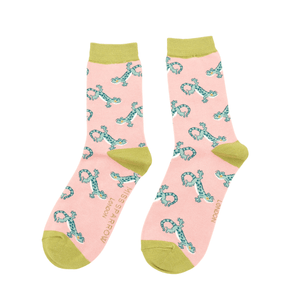 lusciousscarves Socks Ladies Bamboo Miss Sparrow Socks, Lizards Design , Pale Pink