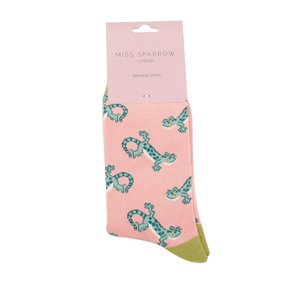 lusciousscarves Socks Ladies Bamboo Miss Sparrow Socks, Lizards Design , Pale Pink