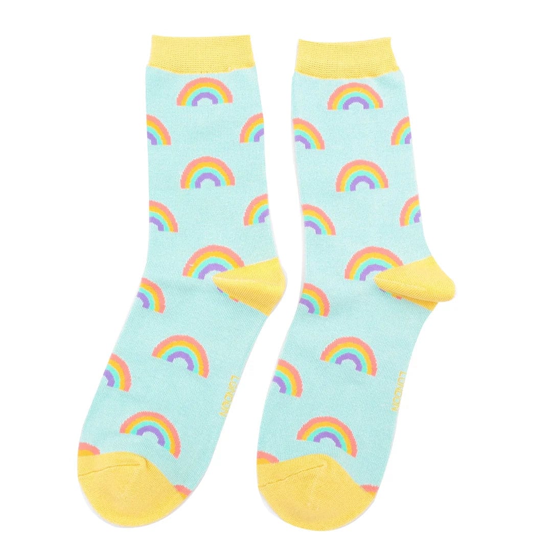 lusciousscarves Socks Ladies Bamboo Socks Rainbows Design Miss Sparrow Duck Egg