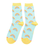 Load image into Gallery viewer, lusciousscarves Socks Ladies Bamboo Socks Rainbows Design Miss Sparrow Duck Egg
