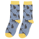 Load image into Gallery viewer, lusciousscarves Socks Ladies Cats Bamboo Socks, Miss Sparrow Blue
