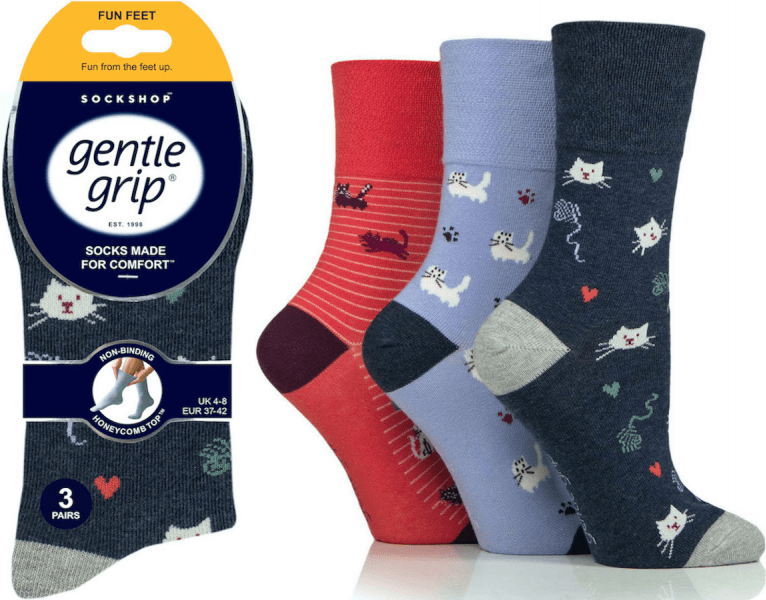 lusciousscarves Socks Ladies Fun Feet Gentle Grip Non Binding Honey Comb Loose Top Socks UK 4-8 by Sock Shop