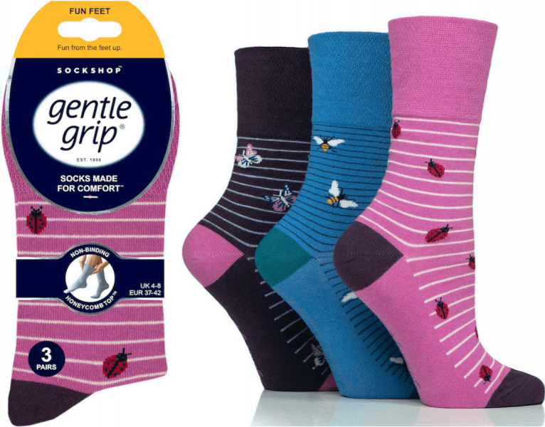lusciousscarves Socks Ladies Fun Feet Gentle Grip Non Binding Honey Comb Loose Top Socks UK 4-8 by Sock Shop