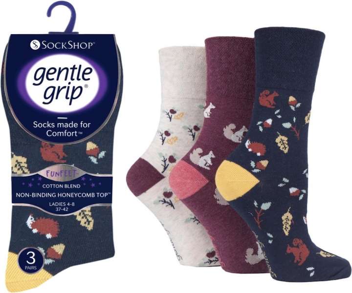 lusciousscarves Socks Ladies Gentle Grip Non Binding Honey Comb Loose Top Socks UK 4-8 by Sock Shop