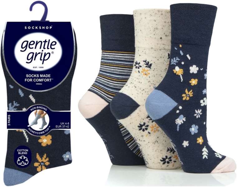 lusciousscarves Socks Ladies Gentle Grip Non Binding Honey Comb Loose Top Socks UK 4-8 by Sock Shop