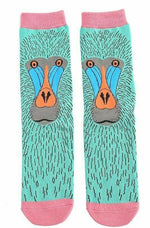 Load image into Gallery viewer, lusciousscarves Socks Ladies Green Baboon Design Bamboo Socks, Miss Sparrow
