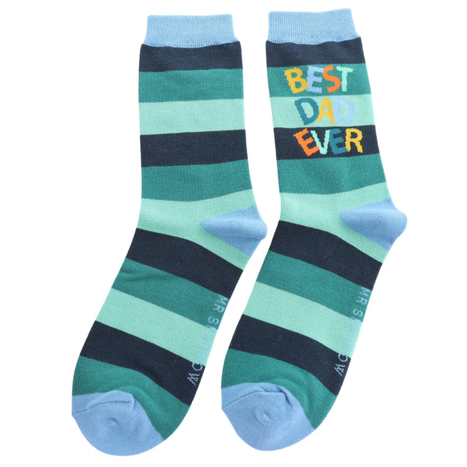 lusciousscarves Socks Men's Bamboo Socks , Mr Heron, Best Dad Ever Design, Green