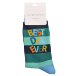 Load image into Gallery viewer, lusciousscarves Socks Men&#39;s Bamboo Socks , Mr Heron, Best Dad Ever Design, Green
