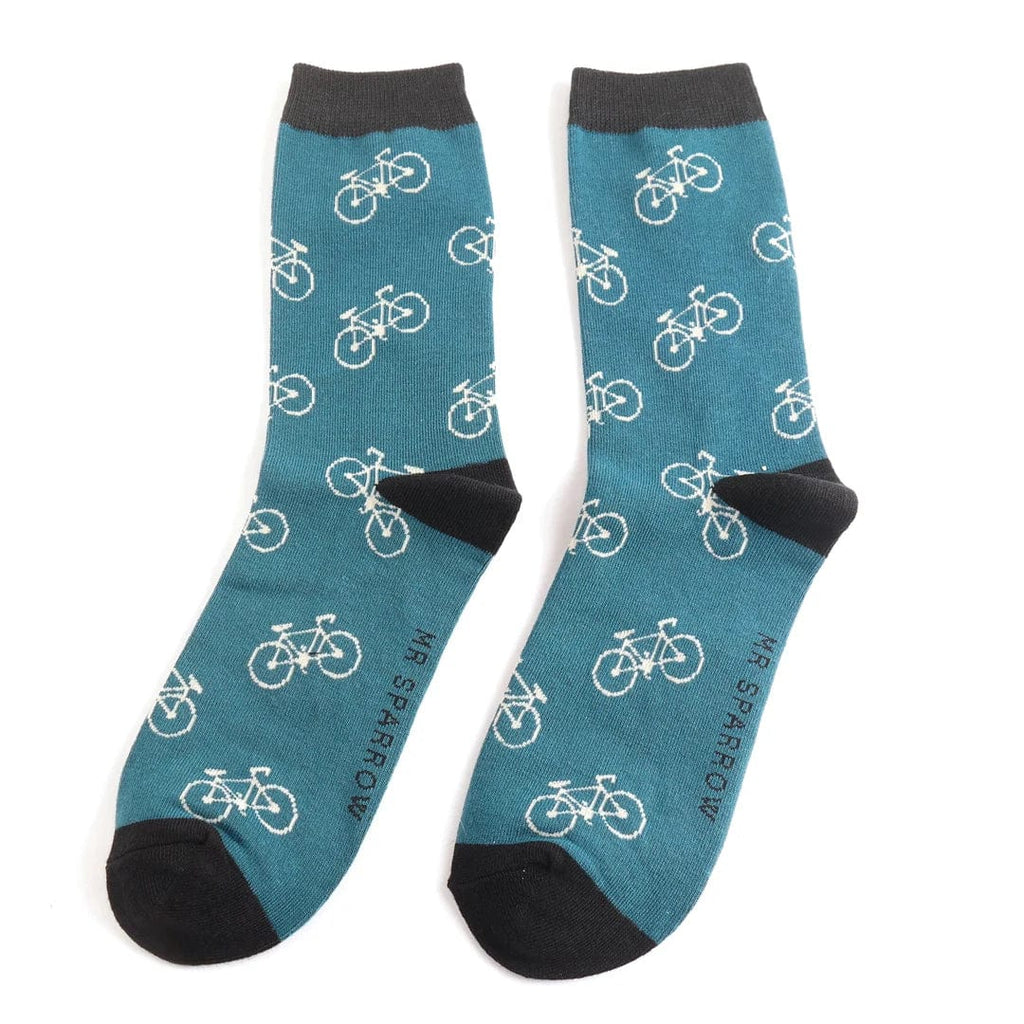lusciousscarves socks Men's Bamboo Socks , Mr Heron, Bikes Design, Teal