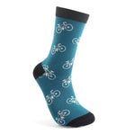 Load image into Gallery viewer, lusciousscarves socks Men&#39;s Bamboo Socks , Mr Heron, Bikes Design, Teal
