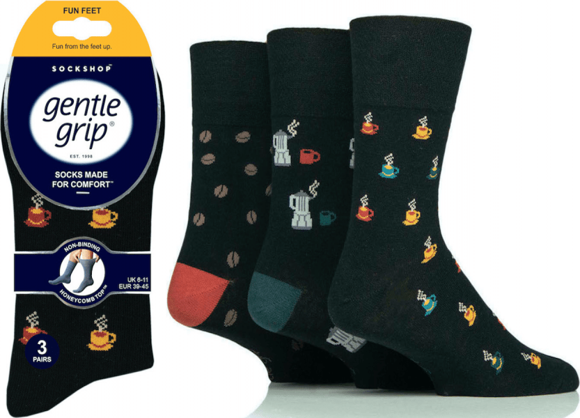 lusciousscarves socks Men's FunFeet Collection Gentle Grip Non Binding Honey Comb Loose Top Socks UK 6-11 by Sock Shop
