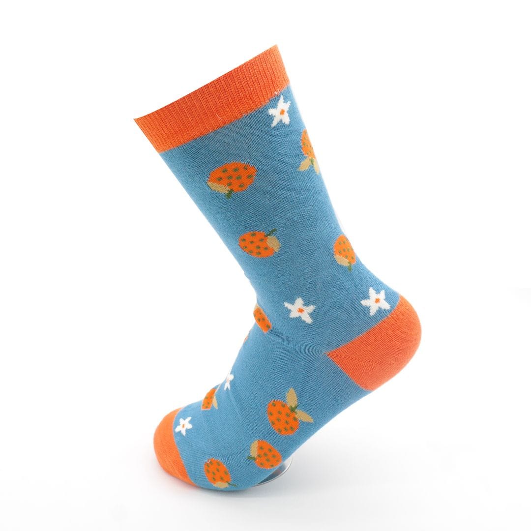 lusciousscarves Socks Miss Sparrow Bamboo Socks with Quirky Clementines - Blue