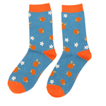 Load image into Gallery viewer, lusciousscarves Socks Miss Sparrow Bamboo Socks with Quirky Clementines - Blue
