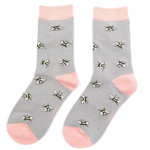 lusciousscarves Socks Miss Sparrow Bee Design Bamboo Socks - Grey