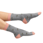 Load image into Gallery viewer, lusciousscarves Socks Miss Sparrow Bee Design Bamboo Socks - Grey
