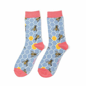 lusciousscarves Socks Miss Sparrow Bee Hive Bamboo Socks - Pale Blue
