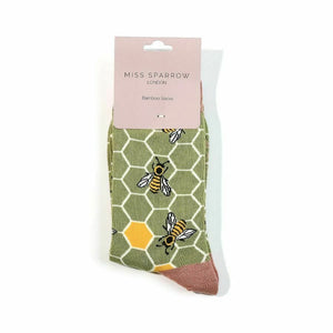 lusciousscarves Socks Miss Sparrow Bee Hives Bamboo Socks - Green