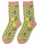 Load image into Gallery viewer, lusciousscarves Socks Miss Sparrow Bee Hives Bamboo Socks - Green
