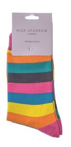 lusciousscarves Socks Miss Sparrow Brightly Coloured Stripey Bamboo Socks - multi