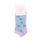 Load image into Gallery viewer, lusciousscarves Socks Miss Sparrow Bumble Bees Bamboo Trainer Socks - Blue
