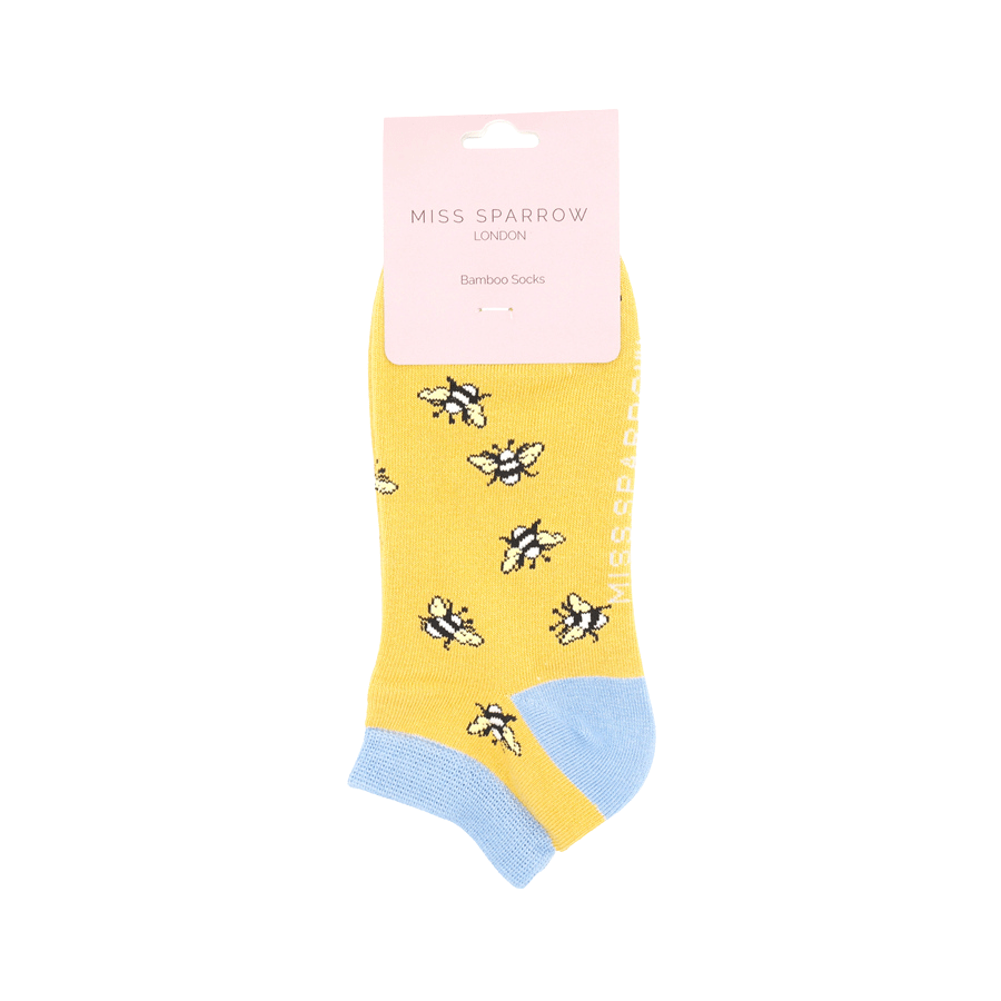 lusciousscarves Socks Miss Sparrow Bumble Bees Bamboo Trainer Socks - Mustard