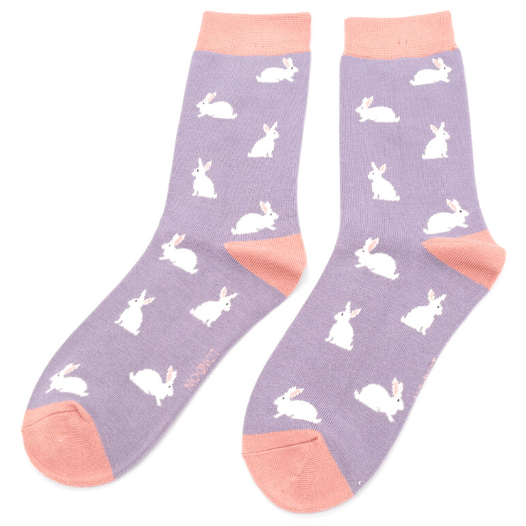 lusciousscarves Socks Miss Sparrow Bunny Rabbit Bamboo Socks - lilac