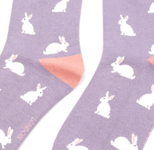 lusciousscarves Socks Miss Sparrow Bunny Rabbit Bamboo Socks - lilac