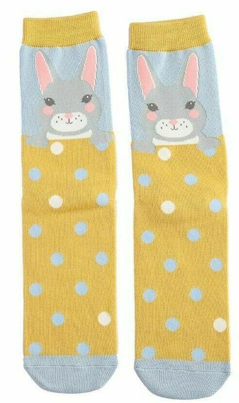 lusciousscarves Socks Miss Sparrow Bunny Rabbits Bamboo Socks - Yellow