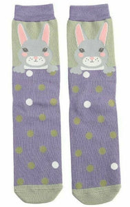lusciousscarves Socks Miss Sparrow Bunny Rabbits & Spots Bamboo Socks - Lilac