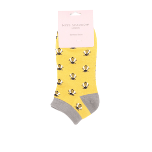 lusciousscarves Socks Miss Sparrow Busy Bees Bamboo Trainer Socks - Mustard Yellow