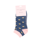 Load image into Gallery viewer, lusciousscarves Socks Miss Sparrow Busy Bees Bamboo Trainer Socks - Navy
