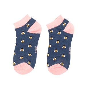 lusciousscarves Socks Miss Sparrow Busy Bees Bamboo Trainer Socks - Navy
