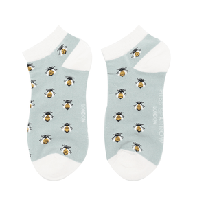 lusciousscarves Socks Miss Sparrow Busy Bees Bamboo Trainer Socks - Pale Blue
