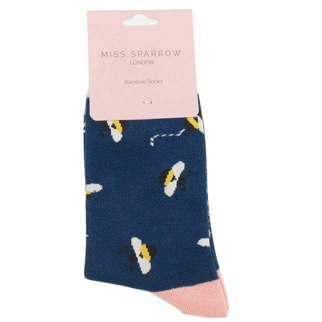 lusciousscarves Socks Miss Sparrow Buzzy Bees Bamboo Socks - Navy