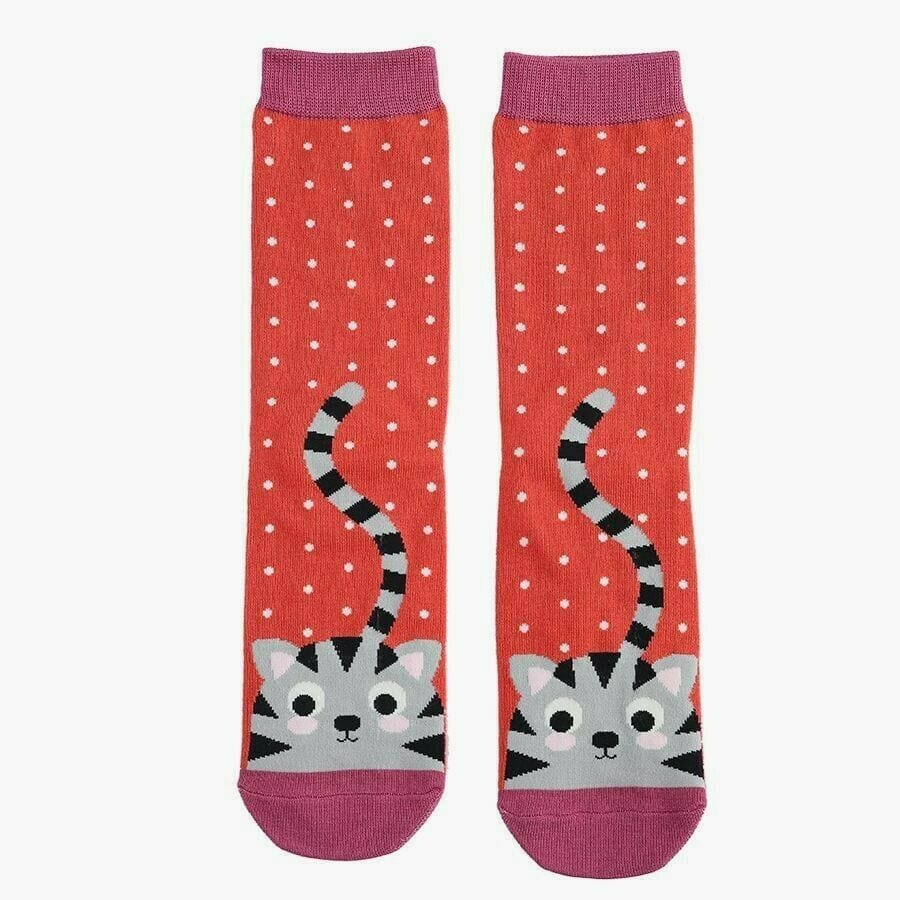 lusciousscarves Socks Miss Sparrow Cats & Spots Bamboo Socks - Orange