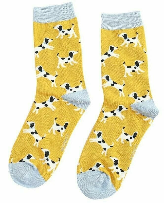lusciousscarves Socks Miss Sparrow Dalmatians Bamboo Socks - Mustard