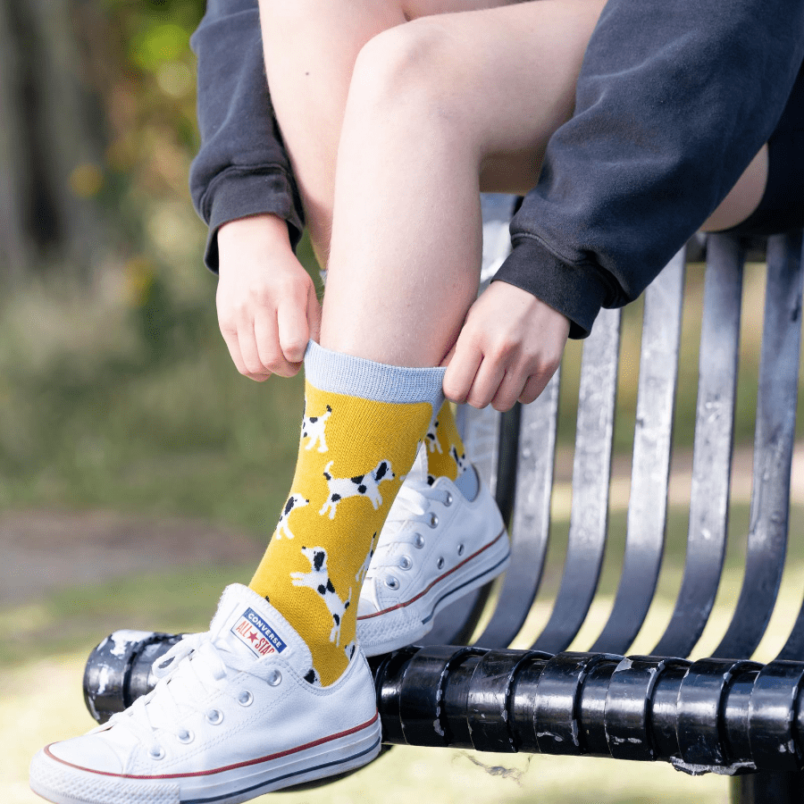 lusciousscarves Socks Miss Sparrow Dalmatians Bamboo Socks - Mustard