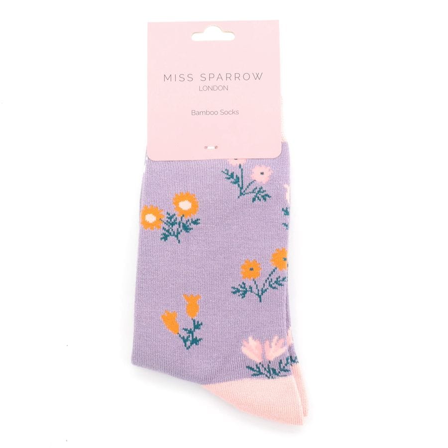 lusciousscarves Socks Miss Sparrow Floral Bamboo Socks - Lilac