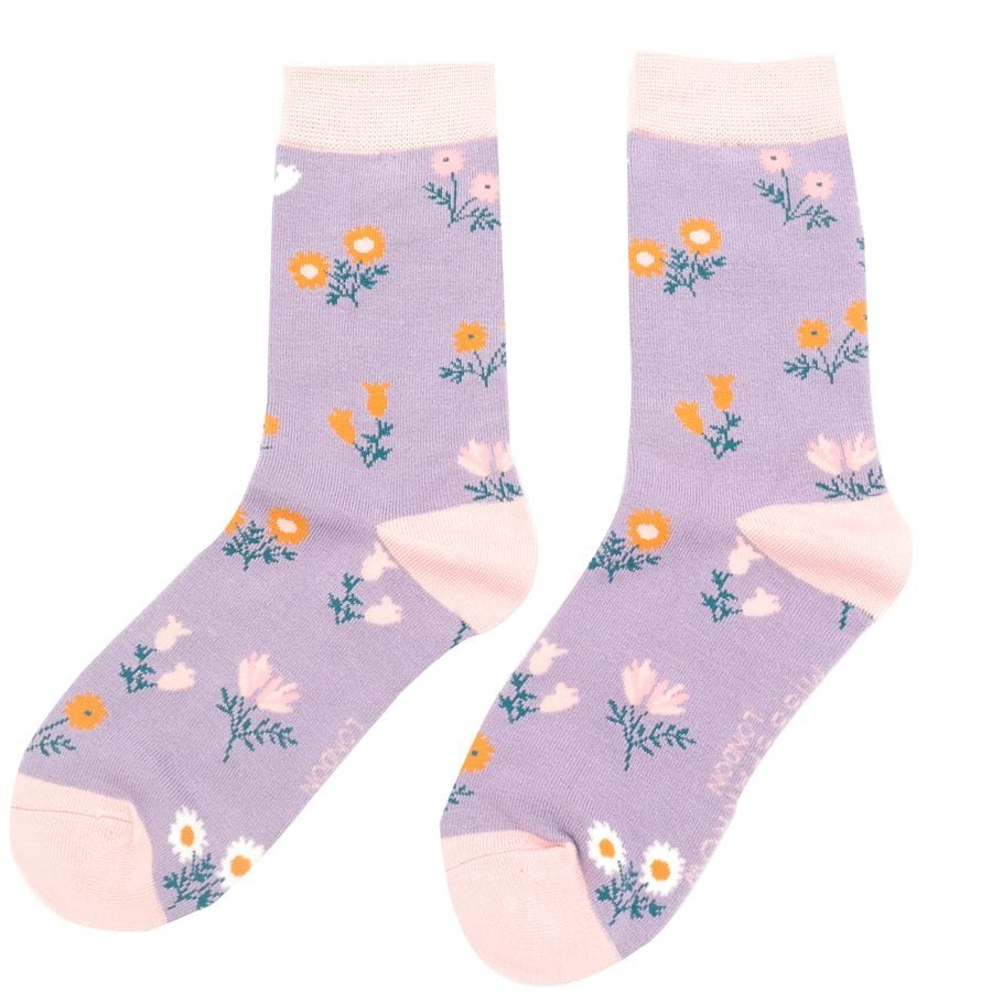 lusciousscarves Socks Miss Sparrow Floral Bamboo Socks - Lilac