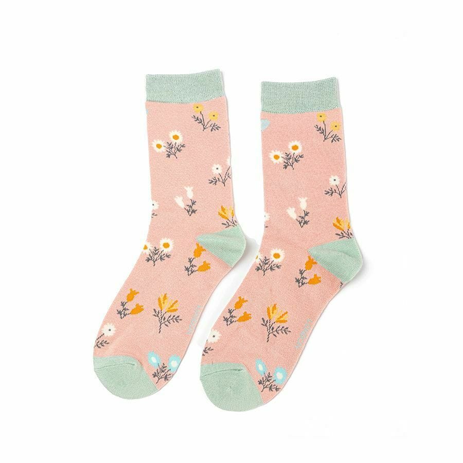 lusciousscarves Socks Miss Sparrow Floral Bamboo Socks - Pale Pink